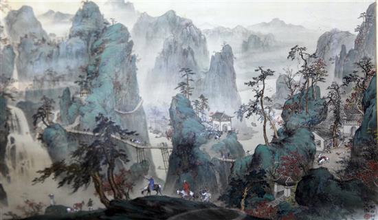 A Chinese School landscape painting on paper, early 20th century, 51 x 83.5cm